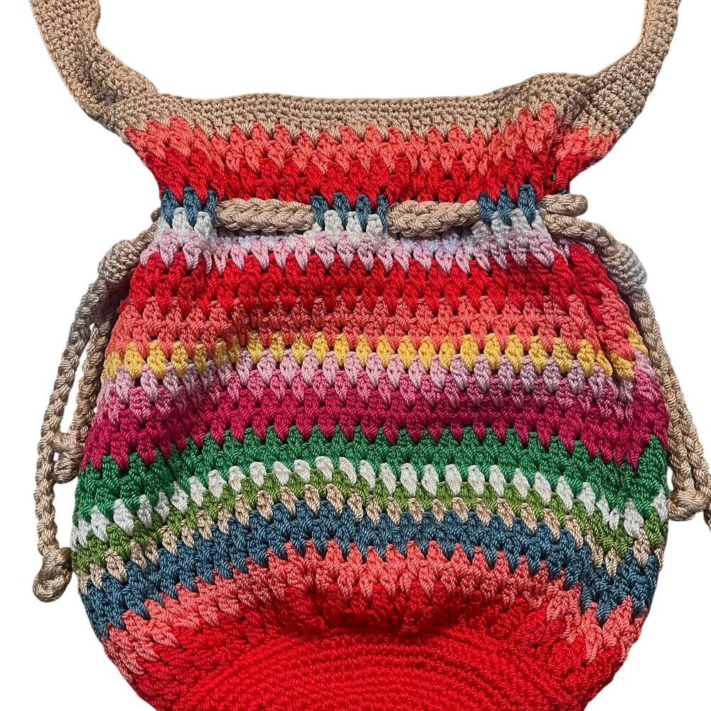 The Sak Originals Multicolored‎ Shoulder Drawstring Purse Stripe Hobo Bag BOHO
